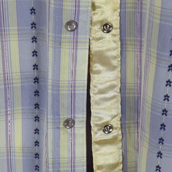 Wrangler Western Shirt Women's Purple Plaid Pearl Snaps Long Sleeve Rodeo Large - Picture 11 of 13